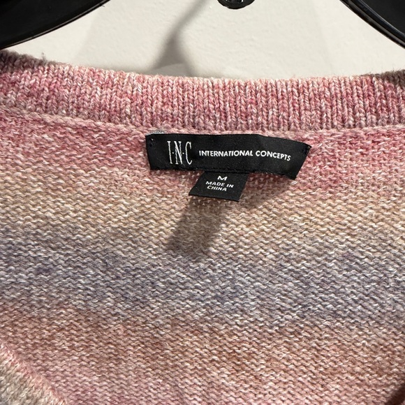 INC International Concepts Multicolor V-Neck Sweater with Embellishments. - Picture 2 of 6